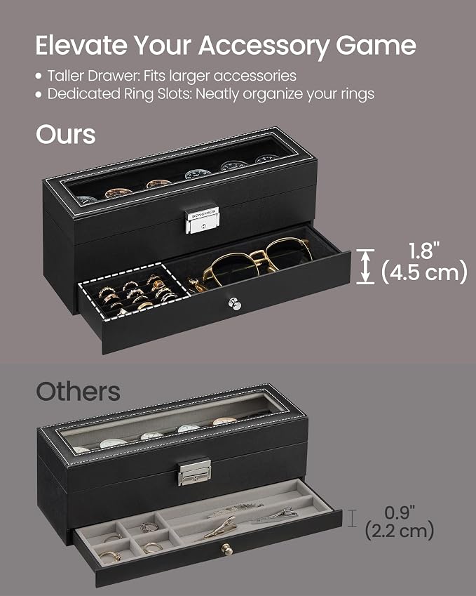 SONGMICS Watch Box, 6-Slot Watch Case Organizer - Image 6
