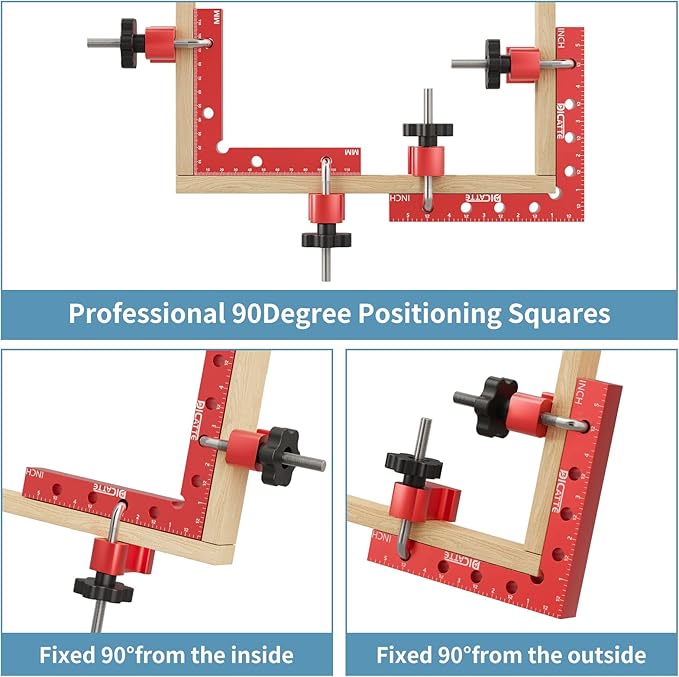 90 Degree Positioning Square Right Angle Clamp(5.5" +4.7") Aluminum Alloy Woodworking Carpenter Tool,4 Pcs Right Angle Clamps With 8 Clamps,For Picture Frame Box Cabinets Drawers