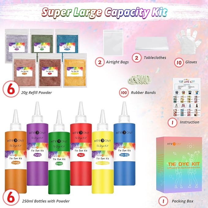 HTVRONT Large Tie Dye Kit for Large Groups - Image 6