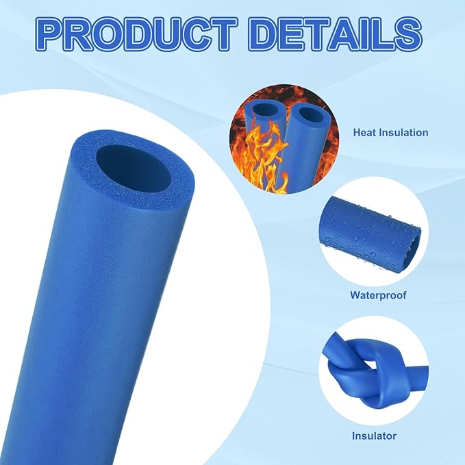 uxcell Pipe Insulation Tube Foam, 7/8" ID x 3/16" Thick x 1.64ft Foam Pipe Cover Non-Slip Hollow Tubing Guitar Air Conditioner Stand Fitness Equipment Handles, Blue