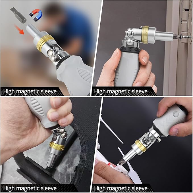 Ratcheting Screwdriver, Multi-Bit Screwdriver/Short Screw Drivers with Magnetic,Impact Rated 8pcs Tool with Phillips, Slotted and Torx,Hex Tips