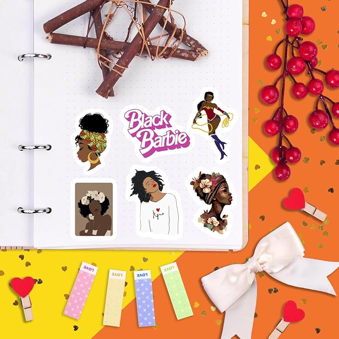 BulbaCraft 100Pcs Black Girl Stickers - Image 8