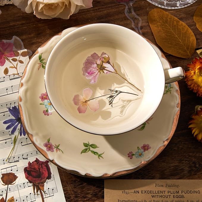 emmoolife Pressed Flower Stickers Set Dried Flowers Themed Resin Sticker Decals - Image 6