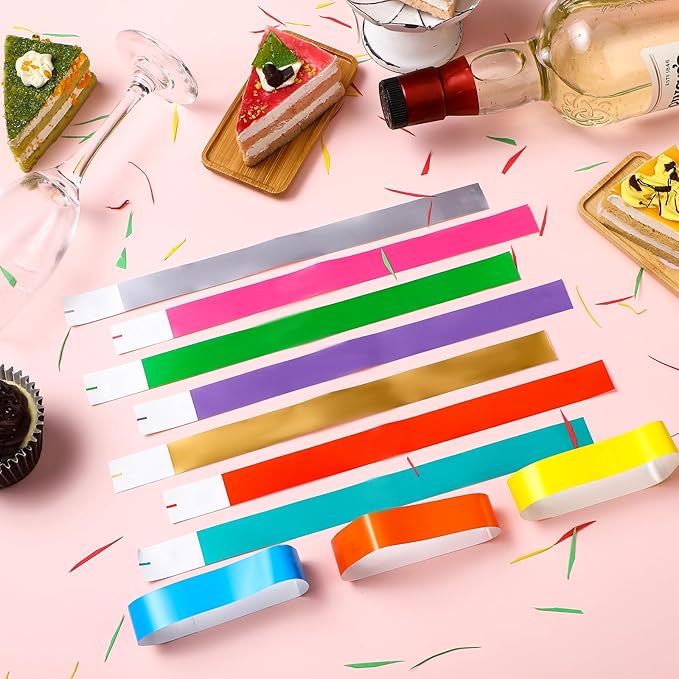 Epakh Paper Wristbands Neon Wrist Bands Waterproof Handbands for Events Lightweight Concert Wristbands Neon Colored Adhesive Wrist Band for Party