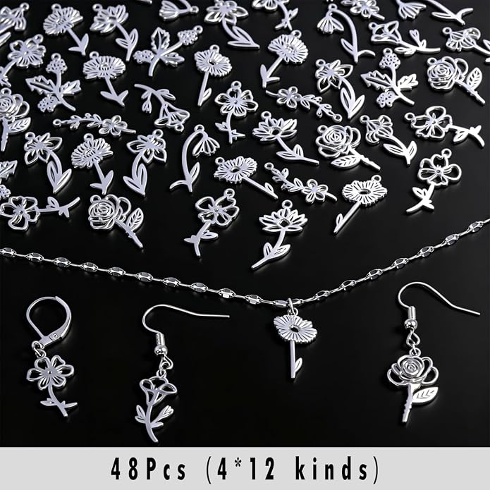 stino 28/48Pcs Stainless Steel Metal Charms | Fadeless, Waterproof, - Image 5