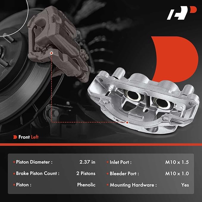 A-Premium Disc Brake Caliper Assembly with Bracket Compatible with Select Chevy and GMC Models - Silverado 2500 HD/3500 HD/Sierra 2500 HD/3500 HD 2011-2019, Suburban 3500 HD 2016-2019 - Front Driver