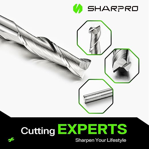 Spiral Upcut Router Bit Set 1/4 Inch Shank 1/4 Inch Cutting Dia. 1'' CL. 2-1/4'' OVL. Carbide Upcut CNC Router Bits, Ideal for Wood Engraving and Plunging Applications (3PCS)