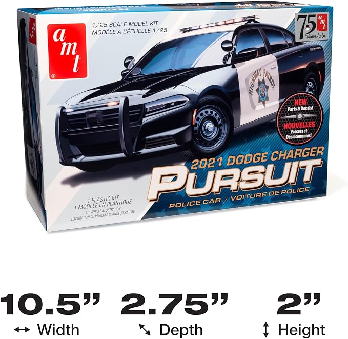 AMT 2021 Dodge Charger Police Pursuit 1:25 Scale Model Kits - Image 5