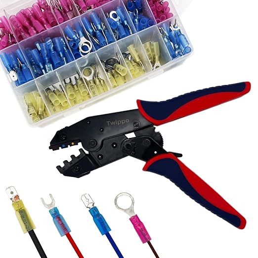 550Pcs Waterproof Heat Shrink Wire Connectors Kit, Automotive Electrical Connector Terminals Kit, Butt Fork Ring and Spade Crimp Connectors Assortment (22-10AWG)