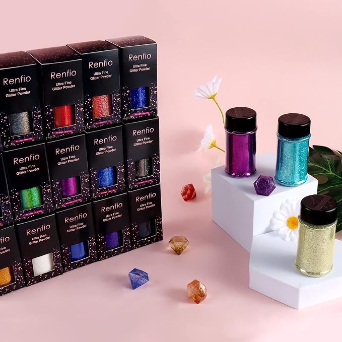 Renfio Holographic Ultra Fine Glitter Powder Metallic Resin Glitter 2.11 Oz/60g - Image 6