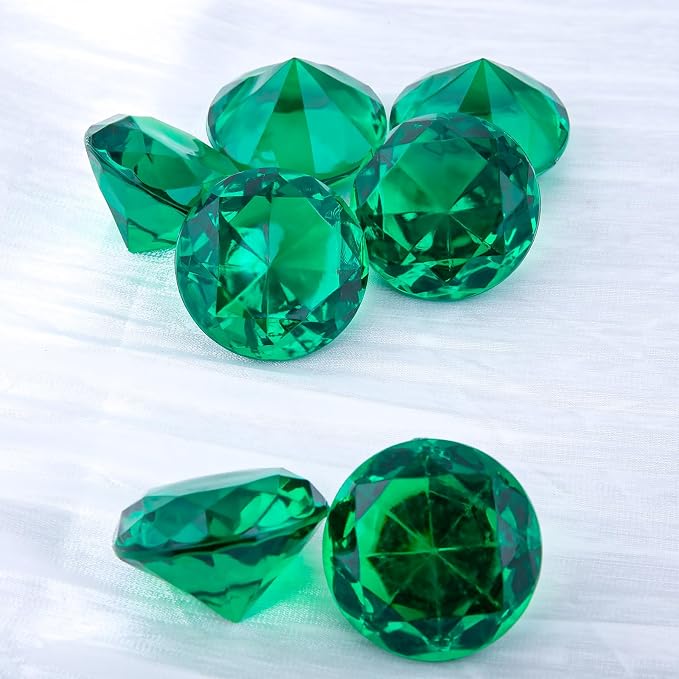 Niceup 26PCS Fake Emeralds Green Gemstones Plastic Acrylic Diamond Gems Toys - Image 5