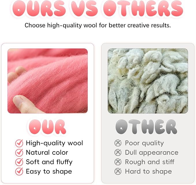 3.53oz Wool Roving: Needle Felting Wool White Roving Wool Felting Supplies Pure - Image 6