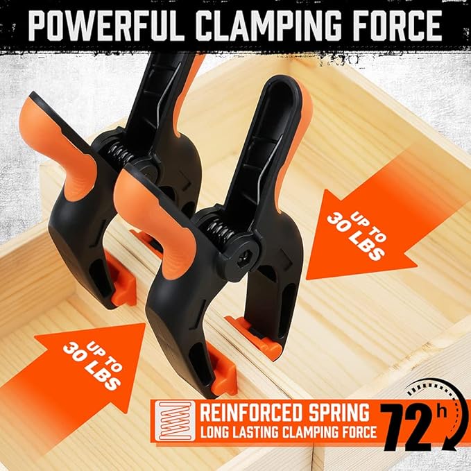 HORUSDY 6-Pack Spring Clamps Heavy Duty, 7-inch Large Plastic Clamps for Crafts with 3.7 Inch Jaw Opening for DIY, Gluing, Clamping and Securing