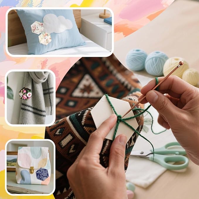 480 PCS 1" Piecing Paper for Quilting, Hexagon Quilting Templates | for DIY - Image 7