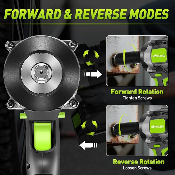 Brushless Cordless Impact Wrench, 850Nm (630Ft-lbs) High Torque, 1/2 Inch Impact Gun with 20V 4Ah Battery, 3-Speed, 4 Cr-V Sockets (17/19/21/22mm) for Car Tire, Mower Lug Nut