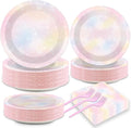 200pcs Pastel Rainbow Party Plates Napkins Pastel Paper Tableware Set Rainbow by Naozinebi