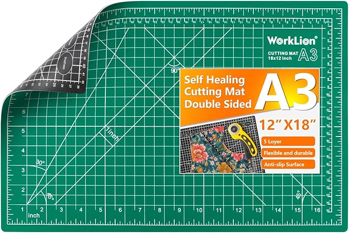 Worklion Self Healing Craft Mat: 18"x12" Rotary Cutting Mat by WORKLION