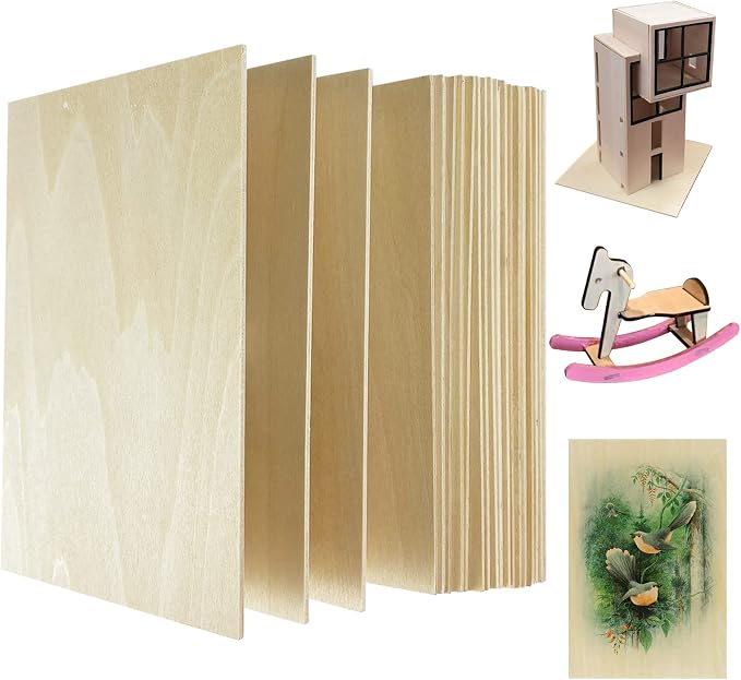 MUXGOA 20 Pack Basswood Sheets, Thin Wood Sheets by MUXGOA