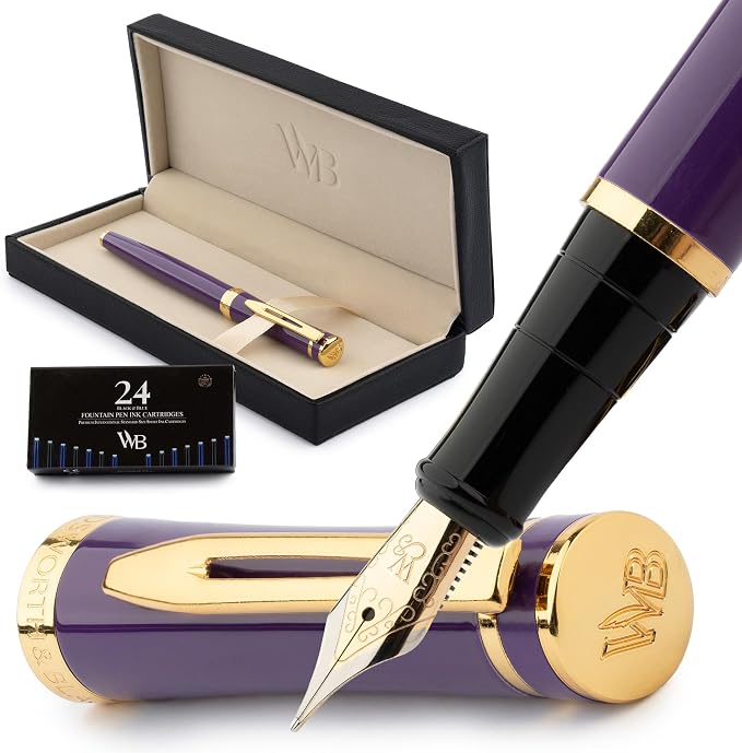Wordsworth & Black Fountain Pen Set, Medium Nib, Includes 24 Ink Cartridges and by WordsworthBlack