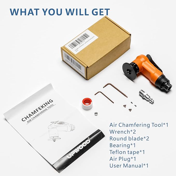 2-in-1 Mini Air Chamfer Tool for Chamfering and Round Cornor on Metal, Arc Corner 45 Degree Pneumatic Beveling Trimming Deburring Machine