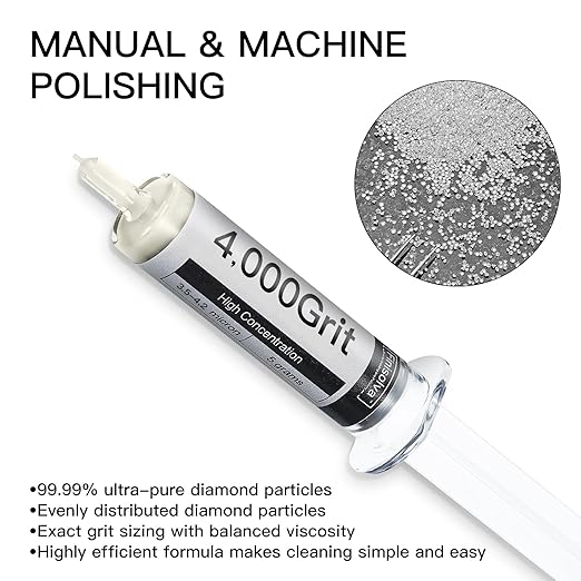 Diamond Polishing Compound Lapping Compound 4,000 Grit 3.5-4.2 Microns with 30% Concentration of Diamond Powders Diamond Stropping Paste for Glass Marble Metal Resin Rock Jewelry Watch etc.