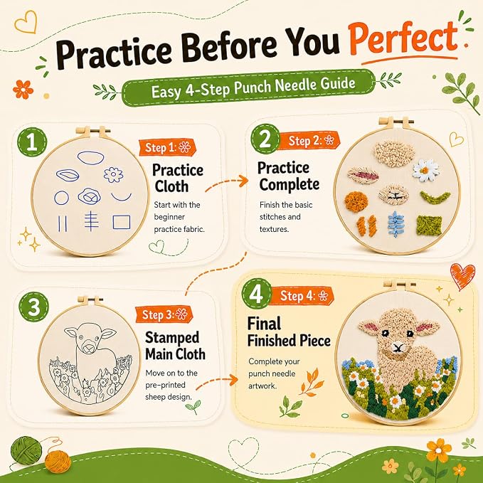 Punch Needle Kit for Beginners – Calf Punch Stitching Kit for Adults, DIY - Image 3
