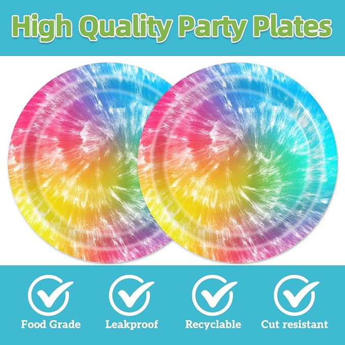40Pcs Tie Dye Party Supplies Plates and Napkins - Image 3