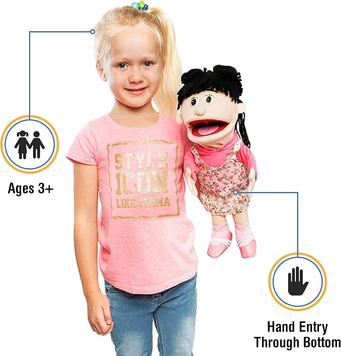 14" Susie, Peach Girl, Hand Puppet - Image 2