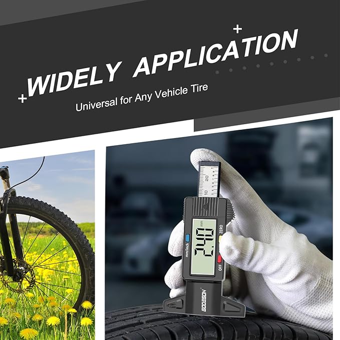 GODESON Digital Tyre Tread Depth Gauge UK,0-25.4 Mm Inch Tyre Guage Digital with Large LCD Display and Tire Tread Depth Measuring Tool for Cars,Trucks,Moto