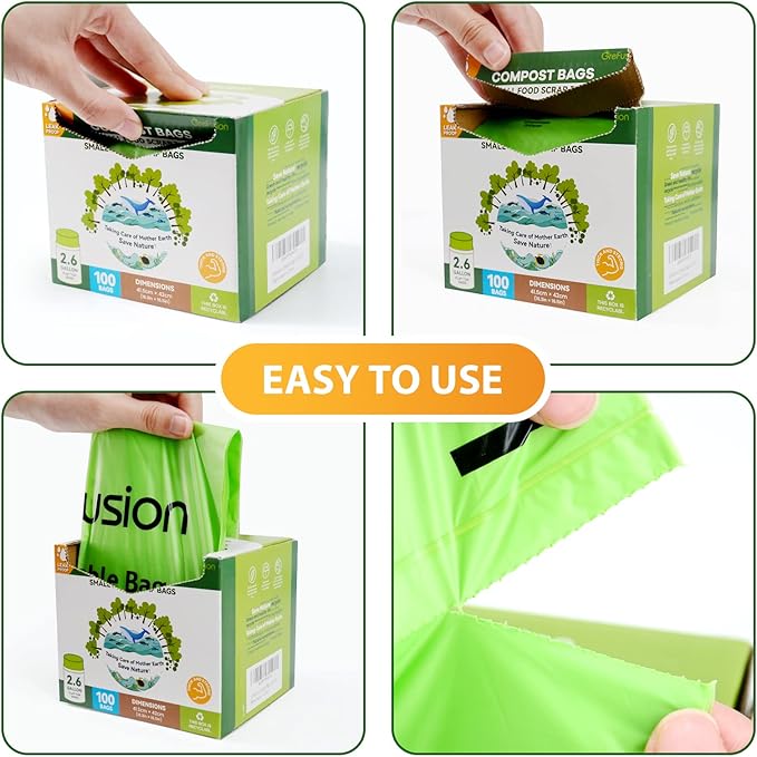 Compostable Trash Bags for Kitchen Compost Bin 1.2 Gallon,150 Count,Compost Bags Small for Food Scrap Waste Bags for Countertop Bin Certified by BPI,ASTM D6400 and OK Compost