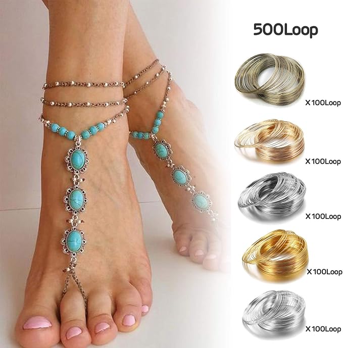 500 Loops Jewelry Wire Memory Beading Wire Steel Memory Wire Cuff Bangle - Image 2