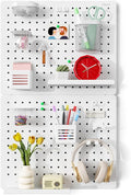 Pegboard Wall Organizer Combination Kit,Overall 33.1"x20.5" Metal Office Pegboard with 19 Accessories, Wall Mounted Peg board Display Panels for Home, Gaming Room, Garage (2Pcs,White)