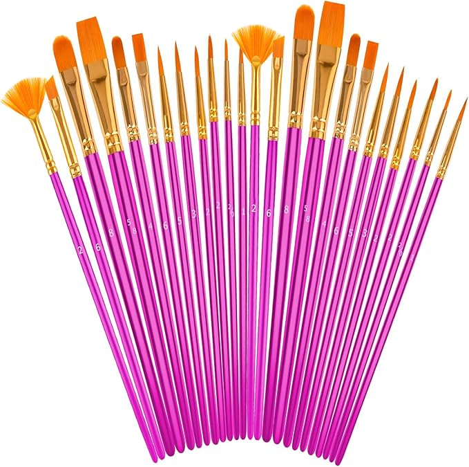 Soucolor 24Pcs Acrylic Paint Brushes Set, Halloween Arts and Crafts by Soucolor