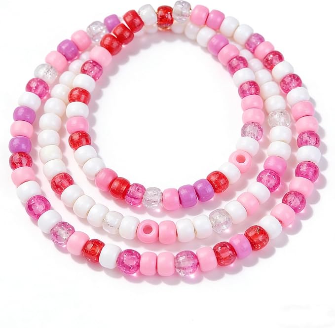 1000PCS 6x9mm Valentine's Day Red Theme Pony Beads Bulk, Kandi Beads - Image 8