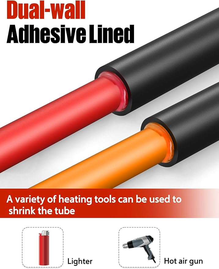Lsnisni 3:1 Heat Shrink Tubing Ø5/8inch ＆ 3/4inch 13ft, Marine Grade Waterproof, Dual Wall Adhesive Lined, Heat-Shrink Tubing Black (Ø5/8” 13ft)