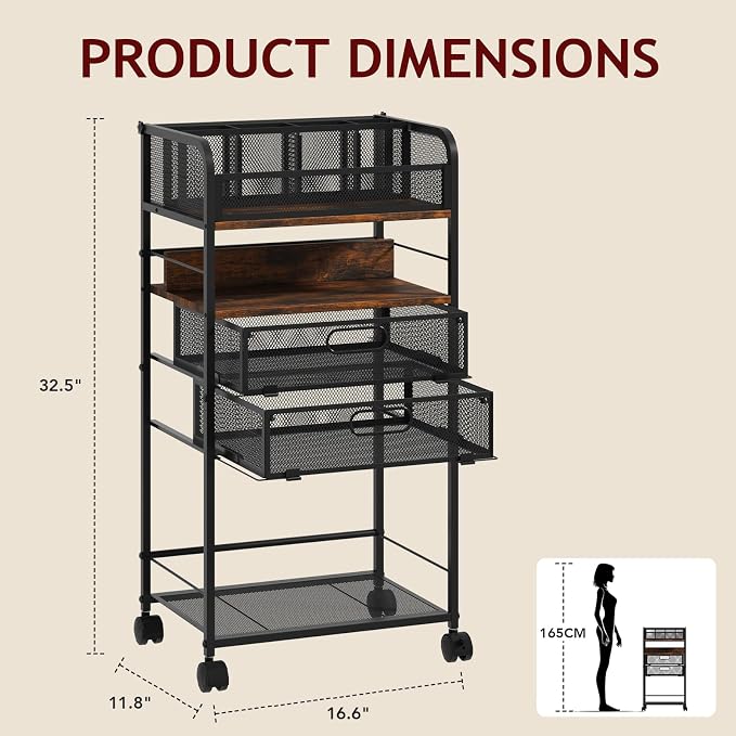 Homsorout Art cart, 5 Tier Rolling Cart - Image 3