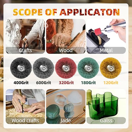 100Pcs Upgrades Abrasive Buffing Wheels,Wheels Burr for Rotary Tools-1/8(3mm) Shank,Rust Removal