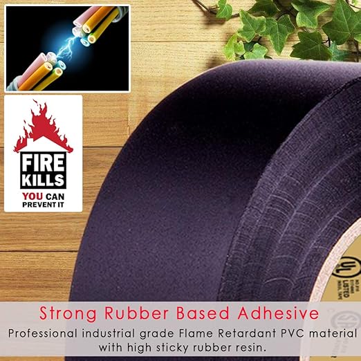 Black Electrical Tape 8Rolls, 7mils x 3/4 in x 30 ft, Flame Retardant,Waterproof,Strong Adhesive, Durable, Easy-Wrap,High Temp Electrical Tape Electric Super Vinyl