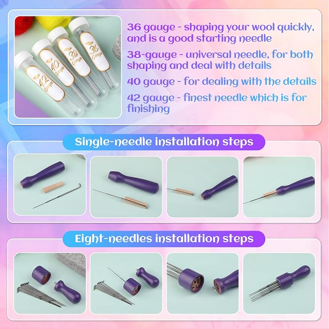 Mayboos Needle Felting Kit, 50 Colors Wool Roving Set - Image 4