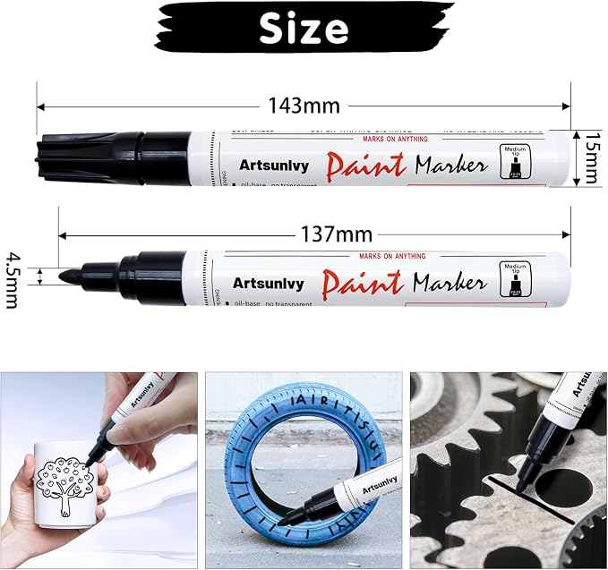 Artsunlvy Black Paint Pens Permanent Markers - Image 3