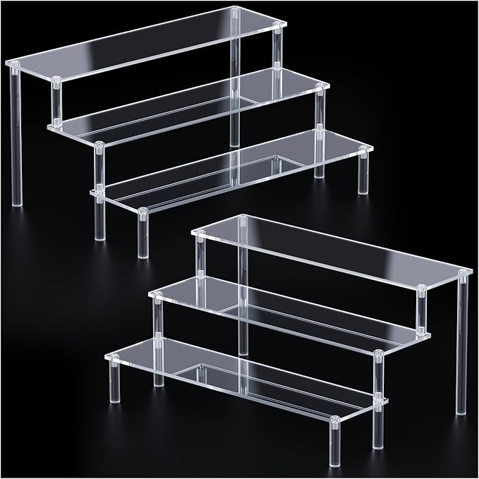 2 Packs Acrylic Display Stand Riser, 3 Tier Perfume Organizer Cupcake Stand | by FUNFERY