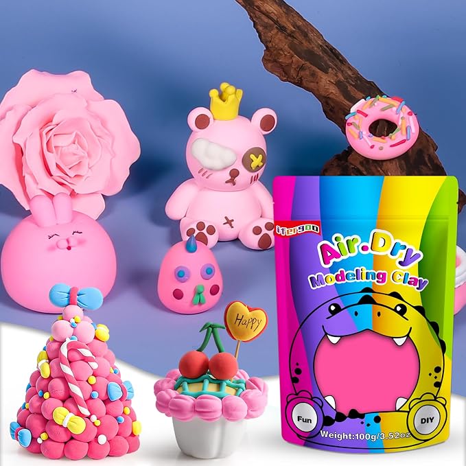 ifergoo Pink Air Dry Clay, DIY Creative Modeling Clay - Image 3