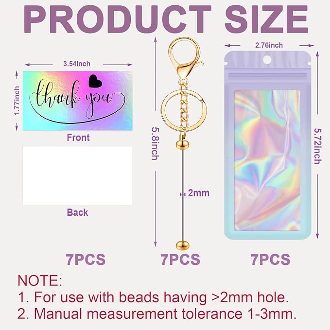 42/84/126 Pcs Beadable Keychain Bars Bulk Blank DIY Beaded Keychain Making - Image 2