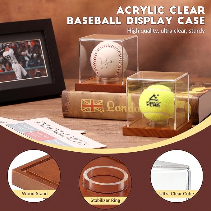 JupDec Baseball Display Case 4 Pack, Autograph Baseball Stand Box - Image 3