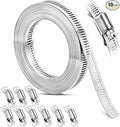 Hose Clamps, DIY 20 FT Metal Strap + 9 Fasteners, Hose Clamps Stainless Steel, Large Adjustable Hose Clamp Pipe Clamp for Pipe Automotive Mechanical Applications