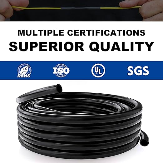 3/8" Heat Shrink Tubing, 32.8 Feet Roll Industry Marine Grade 3:1 Shrink Ratio Shrink tubing, Adhesive Lined Heat Shrink Tube, 3/8 Waterproof Shrink Tube for Wires Home Marine Automotive-Black