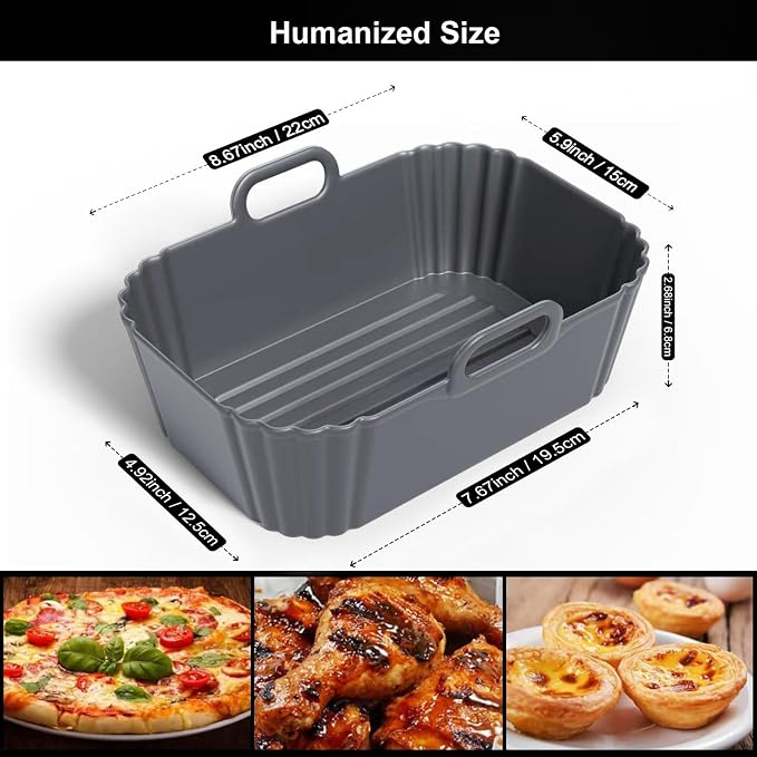 Silicone Air Fryer Liners 2 Pack, Reusable Compatible - Image 2