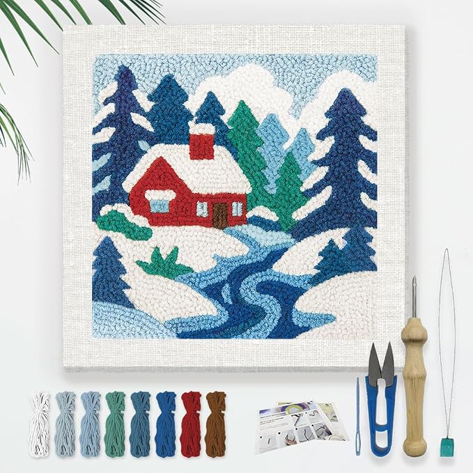 DOODLREAM Snow Scenery DIY Punch Needle Embroidery Kit by Doodlream