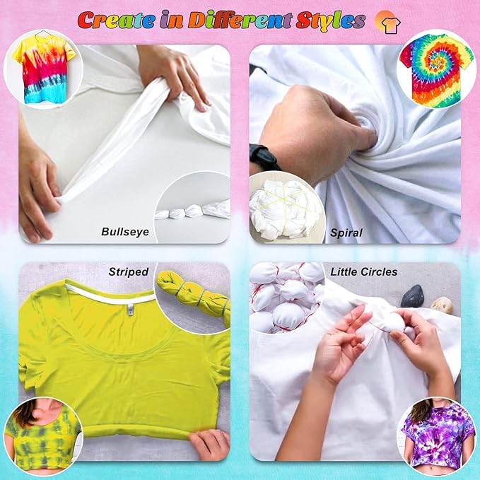 DIY Tie Dye Kits, Emooqi 32 Colours All-in-1 Tie Dye Set Contain 32 Bag Pigments - Image 4
