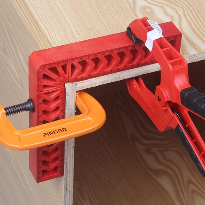 Positioning Squares, Woodworking Tool, 90 Degree Corner Clamp, Carpentry Squares, Carpenter Tool for Picture Frames, Boxes, Cabinets or Drawers, L-type right angle ruler, Set of 8（3" 4"）